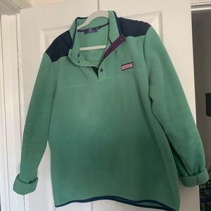Men’s green and navy fleece pullover